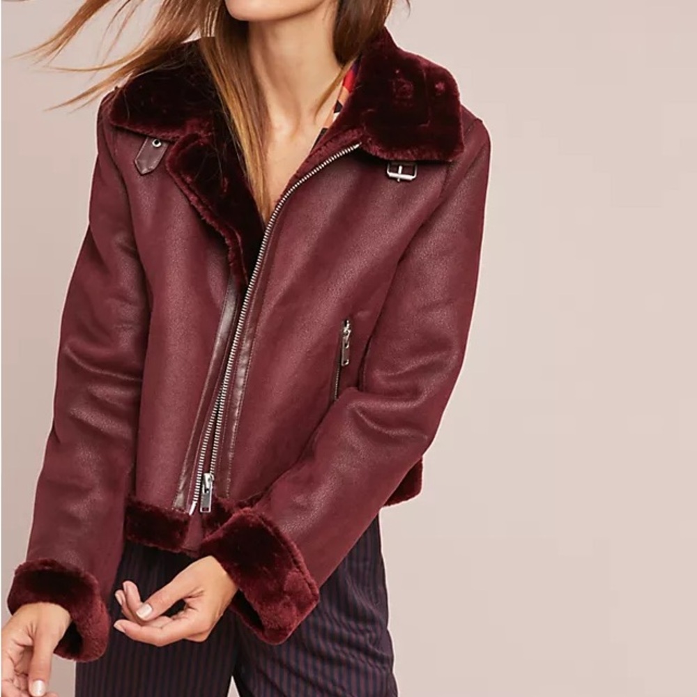 Burgundy anthropologie motto jacket